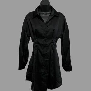 SHEIN Petite Empire Waist Solid Shirt Dress